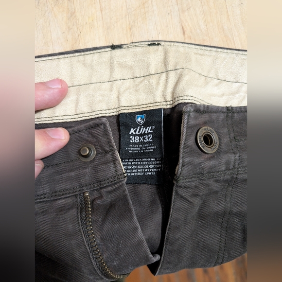 lot 2 pair Kuhl RYDR Vintage Patina Dye HIking Outdoor Pants 38 x 32 brown olive - Picture 2 of 16